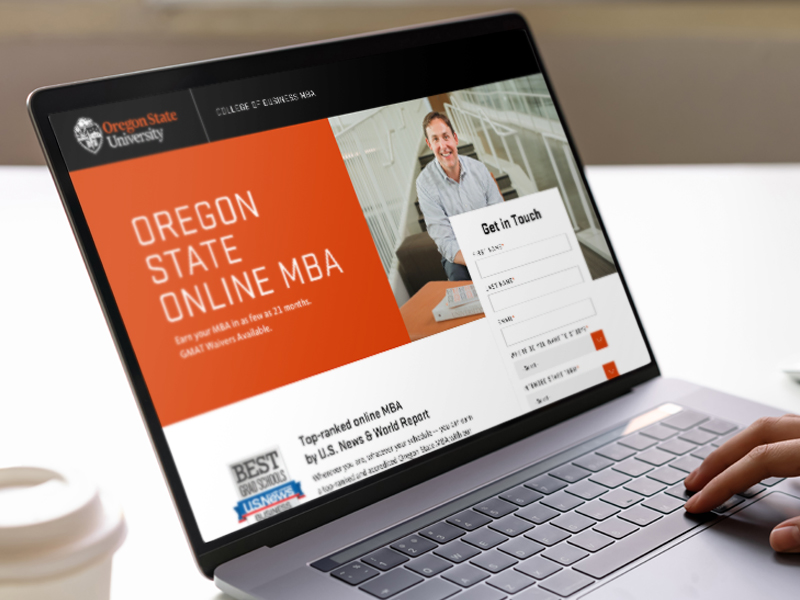 MBA landing page as shown on laptop screen